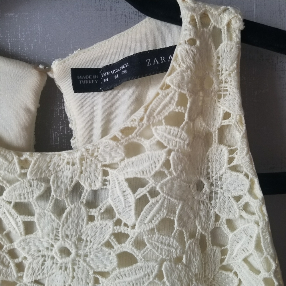 ZARA Guipure Lace Fit & Flare Spring Dress Medium - Picture 4 of 8